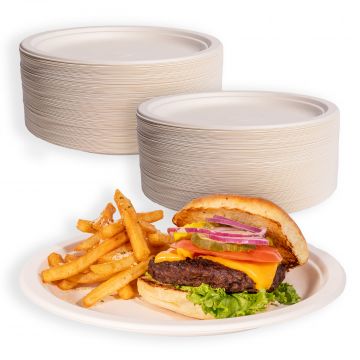 MULMEHË® Bagasse Paper Lunch Plate, 9